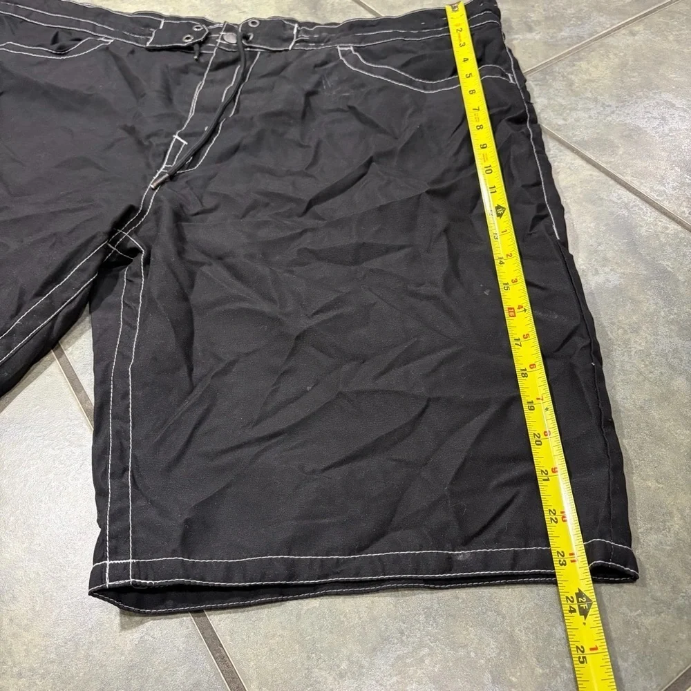 True Religion Men’s Board Shorts Swim Trunks Size 42 Black Swimwear Beach Y2K